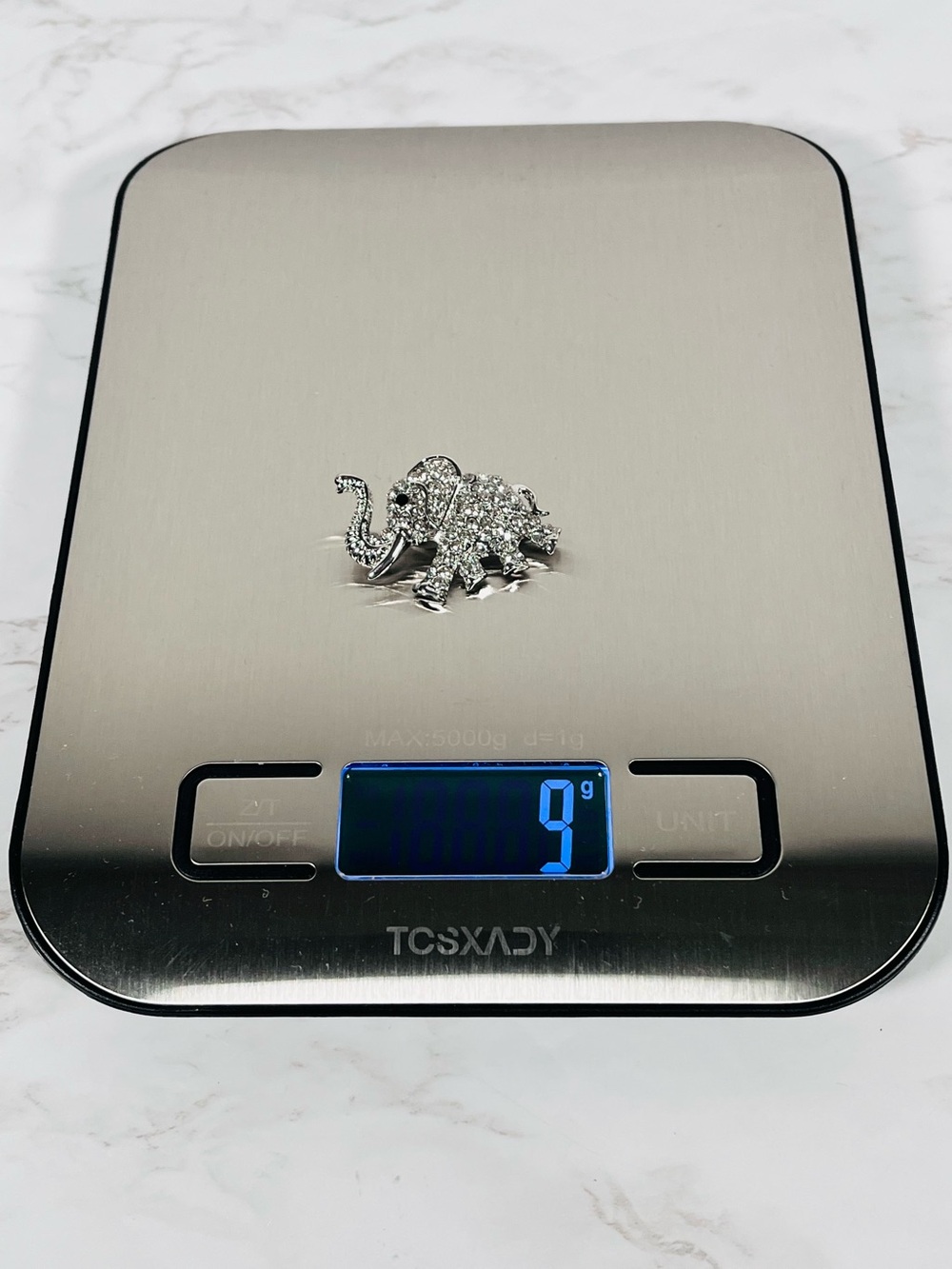 Silver Tone Rhinestone Elephant Brooch - Picture 4 of 4
